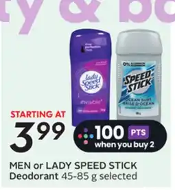 Sobeys MEN or LADY SPEED STICK Deodorant offer