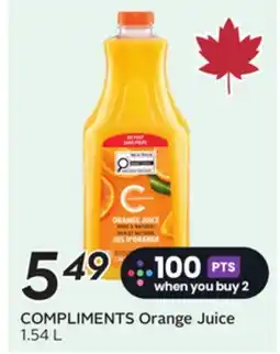 Sobeys COMPLIMENTS Orange Juice offer