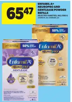 Real Canadian Superstore ENFAMIL A+ NEUROPRO AND GENTLEASE POWDER REFILLS, 862/890 G offer