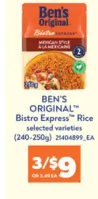 Real Canadian Superstore BEN'S ORIGINAL BISTRO EXPRESS RICE, (240-250G) offer
