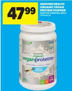 Real Canadian Superstore GENUINE HEALTH ORGANIC VEGAN PROTEIN POWDER, 600 G offer