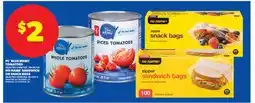 Real Canadian Superstore PC BLUE MENU TOMATOES SELECTED VARIETIES, 796 ML OR NO NAME SANDWICH OR SNACK BAGS offer