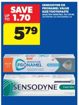 Real Canadian Superstore SENSODYNE OR PRONAMEL VALUE SIZE TOOTHPASTE, 110/135 ML offer