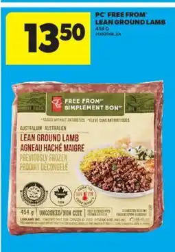 Real Canadian Superstore PC FREE FROM LEAN GROUND LAMB, 454 G offer