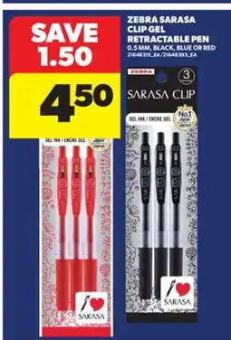 Real Canadian Superstore ZEBRA SARASA CLIP GEL RETRACTABLE PEN, 0.5 MM offer