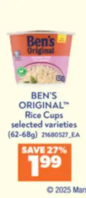 Real Canadian Superstore BEN'S ORIGINAL Rice Cups, 62-68 G offer