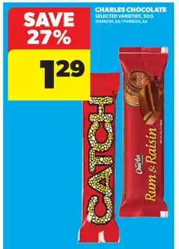 Real Canadian Superstore CHARLES CHOCOLATE, 50 G offer