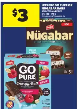 Real Canadian Superstore LECLERC GO PURE OR NÜGABAR BARS,5' S, 140-175 G offer