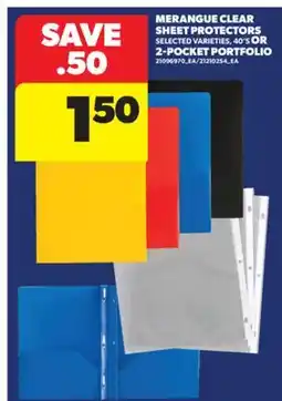 Real Canadian Superstore MERANGUE CLEAR SHEET PROTECTORS, 40' S OR 2-POCKET PORTFOLIO offer
