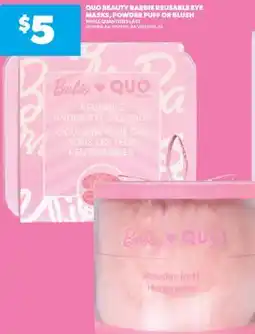 Real Canadian Superstore QUO BEAUTY BARBIE REUSABLE EYE MASKS, POWDER PUFF OR BLUSH offer