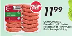 Sobeys Breakfast, Mild Italian, Hot Italian or Honey Garlic Pork Sausage offer