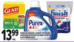 Metro PUREX OR SUNLIGHT LAUNDRY DETERGENT, FINISH DISH DETERGENT OR RINSE AGENT OR GLAD GARBAGE BAGS offer