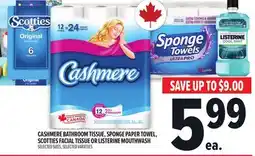 Metro CASHMERE BATHROOM TISSUE, SPONGE PAPER TOWEL, SCOTTIES FACIAL TISSUE OR LISTERINE MOUTHWASH offer