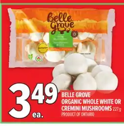 Metro BELLE GROVE ORGANIC WHOLE WHITE OR CREMINI MUSHROOMS offer
