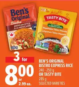 Metro BEN'S ORIGINAL BISTRO EXPRESS RICE 240-250 G OR TASTY BITE 285 G offer