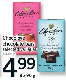 Fortinos CHOCOLOVE CHOCOLATE BARS, 85-90 G offer