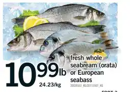 Fortinos FRESH WHOLE SEABREAM (ORATA) OR EUROPEAN SEABASS offer