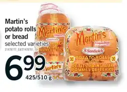 Fortinos MARTIN'S POTATO ROLLS OR BREAD, 425/510 G offer