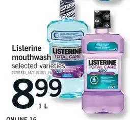 Fortinos LISTERINE MOUTHWASH, 1 L offer