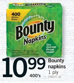 Fortinos BOUNTY NAPKINS, 1 PLY 400'S offer