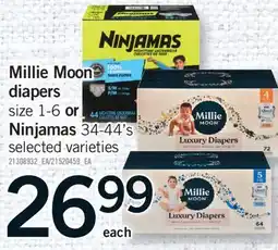 Fortinos MILLIE MOON DIAPERS, SIZE 1-6 OR NINJAMAS, 34-44'S offer