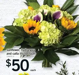 Fortinos SUNFLOWER, HYDRANGEA AND CALLA LILY offer
