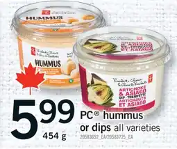 Fortinos PC HUMMUS OR DIPS, 454 G offer
