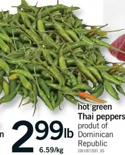 Fortinos HOT GREEN THAI PEPPERS offer