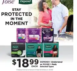 Fortinos DEPEND UNDERWEAR OR POISE PADS offer