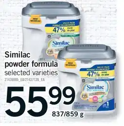 Fortinos SIMILAC POWDER FORMULA POWDER, 837/859 G offer