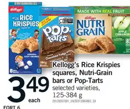 Fortinos KELLOGG'S RICE KRISPIES SQUARES, NUTRI-GRAIN BARS OR POP-TARTS, 125-384 G offer