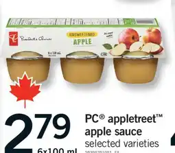 Fortinos PC APPLETREET APPLE SAUCE, 6X100 ML offer