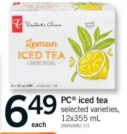 Fortinos PC ICED TEA, 12X355 ML offer