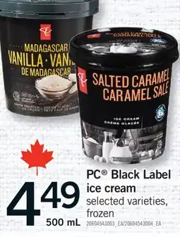 Fortinos PC BLACK LABEL ICE CREAM, 500 ml offer
