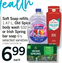 Fortinos SOFT SOAP REFILLS, 1.47 L, OLD SPICE BODY WASH, 532 ML OR IRISH SPRING BAR SOAP, 6'S offer