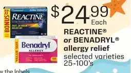 Fortinos REACTINE OR BENADRYL ALLERGY RELIEF, 25-100' S offer