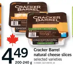 Fortinos CRACKER BARREL NATURAL CHEESE SLICES, 200-240 G offer