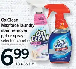 Fortinos OXICLEAN MAXFORCE LAUNDRY STAIN REMOVER GEL OR SPRAY, 183-651 ML offer