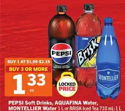 Foodland PEPSI Soft Drinks, AQUAFINA Water, MONTELLIER Water 1 L or BRISK Iced Tea-1 L offer