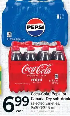 Fortinos COCA-COLA, PEPSI OR CANADA DRY SOFT DRINKS, 8x300 355 mL offer