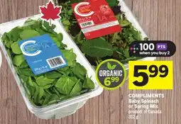 Foodland COMPLIMENTS Baby Spinach or Spring Mix offer
