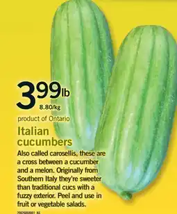 Fortinos ITALIAN CUCUMBERS offer