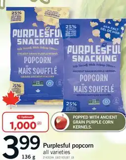 Fortinos PURPLESFUL POPCORN, 136 G offer
