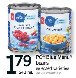 Fortinos PC BLUE MENU BEANS, 540 ML offer
