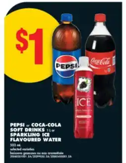No Frills PEPSI or COCA-COLA SOFT DRINKS, 1 L or SPARKLING ICE FLAVOURED WATER, 503 mL offer
