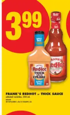 No Frills FRANK'S REDHOT or THICK SAUCE, 354 mL offer