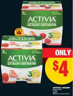 No Frills ACTIVIA YOGURT, 8x100 g offer