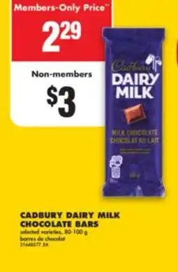 No Frills CADBURY DAIRY MILK CHOCOLATE BARS, 80-100 g offer