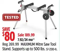 Canadian Tire MAXIMUM Mitre Saw Tool Stand. Supports up to 500 lbs offer