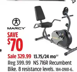 Canadian Tire Marcy NS 716R Recumbent Bike offer